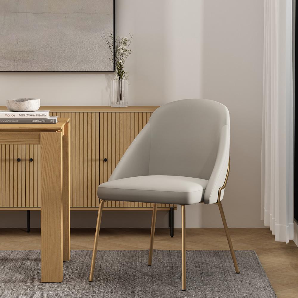 Manhattan Comfort - Gracie Leatherette Dining Chair with Steel Legs in Stone and Gold - DC100-GST veiw 8