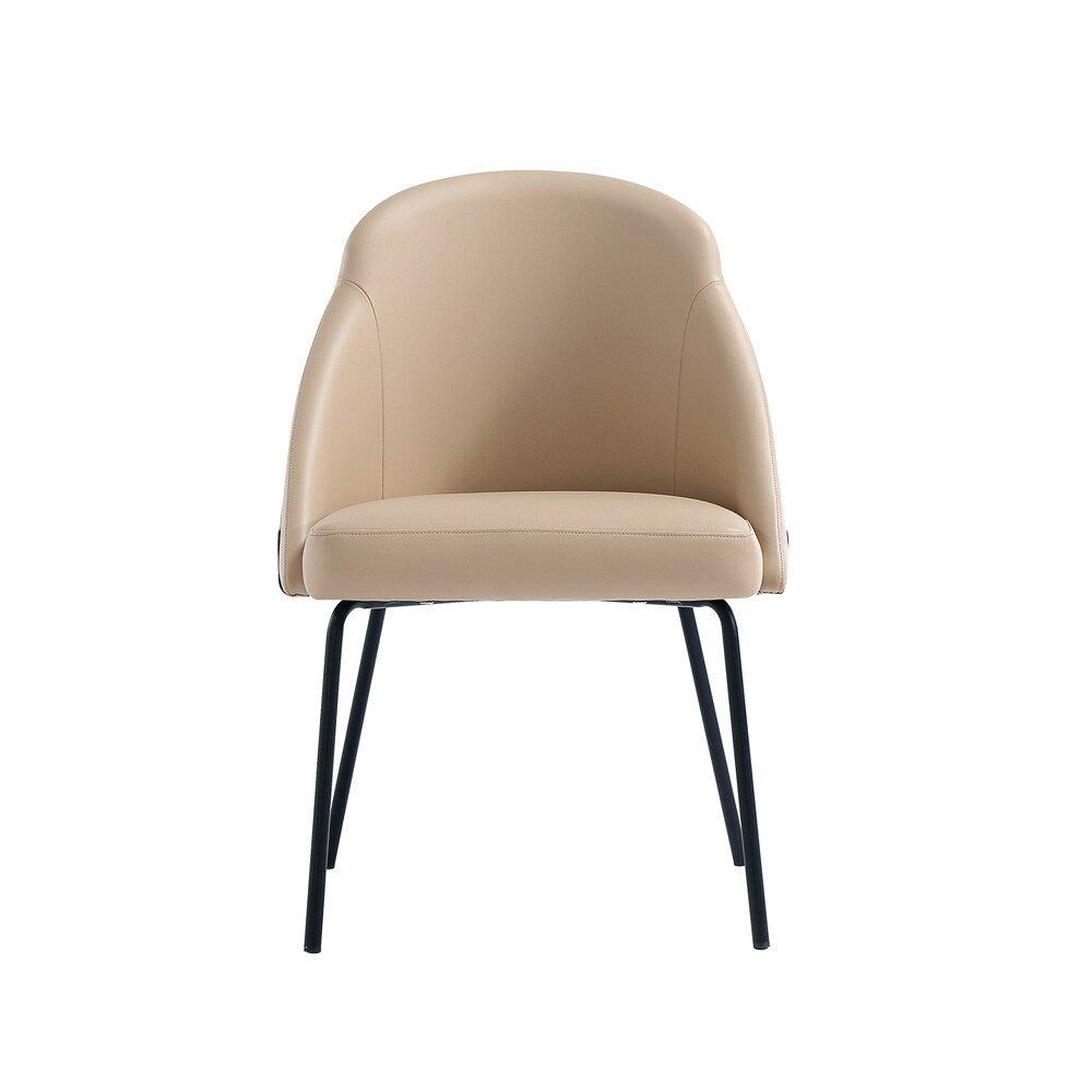 Manhattan Comfort - Gracie Leatherette Dining Chair with Steel Legs in Tan and Black - DC100-BTN veiw 1