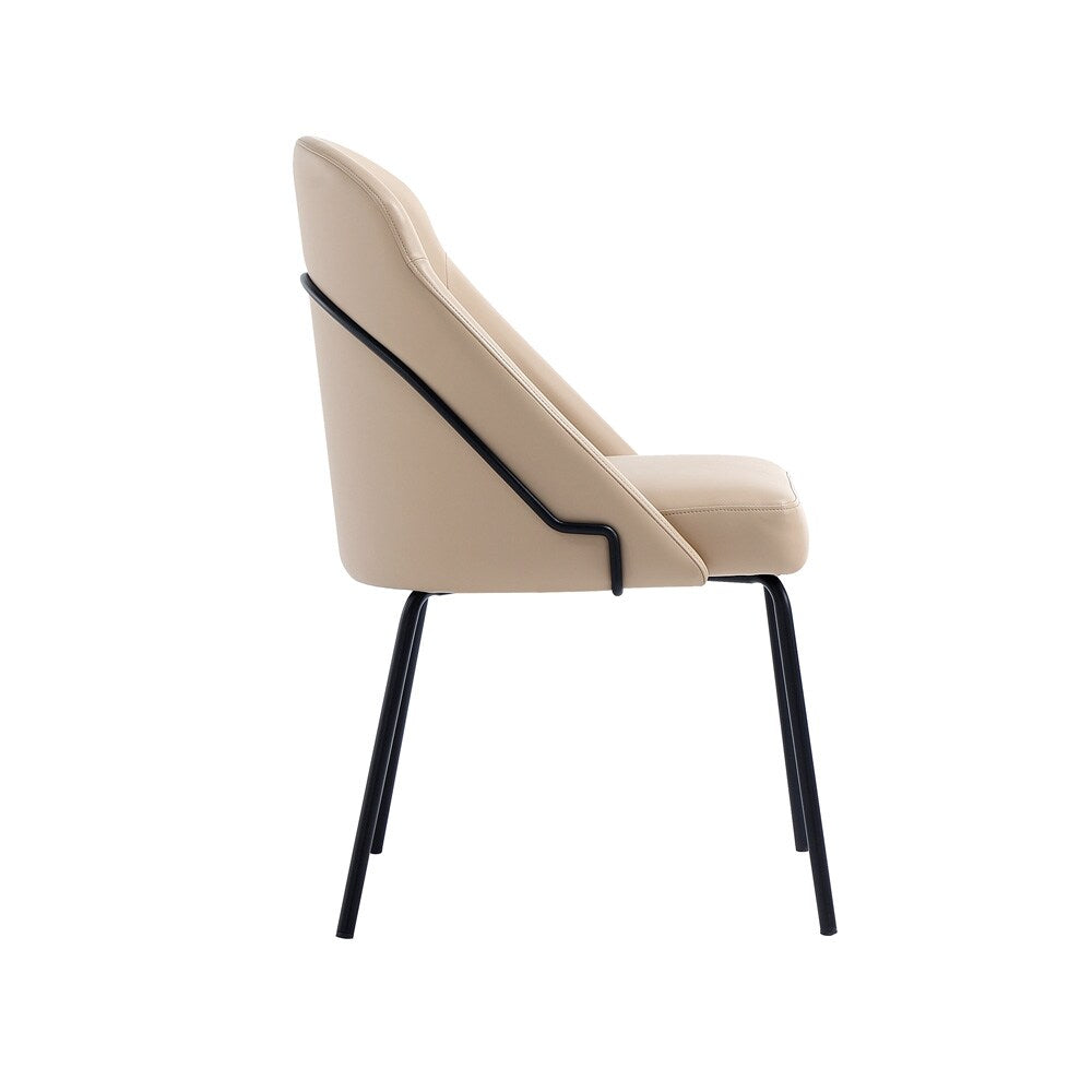 Manhattan Comfort - Gracie Leatherette Dining Chair with Steel Legs in Tan and Black - DC100-BTN veiw 3