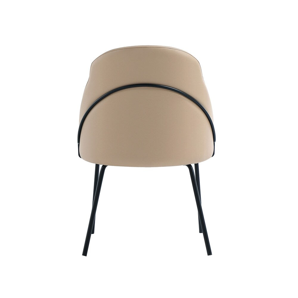 Manhattan Comfort - Gracie Leatherette Dining Chair with Steel Legs in Tan and Black - DC100-BTN veiw 4
