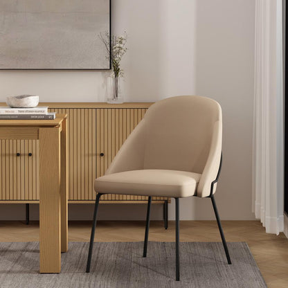 Manhattan Comfort - Gracie Leatherette Dining Chair with Steel Legs in Tan and Black - DC100-BTN veiw 8