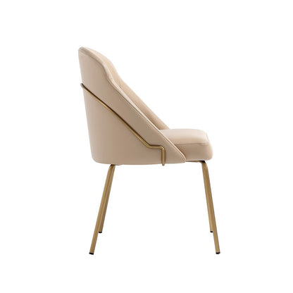 Manhattan Comfort - Gracie Leatherette Dining Chair with Steel Legs in Tan and Gold - DC100-GTN veiw 3