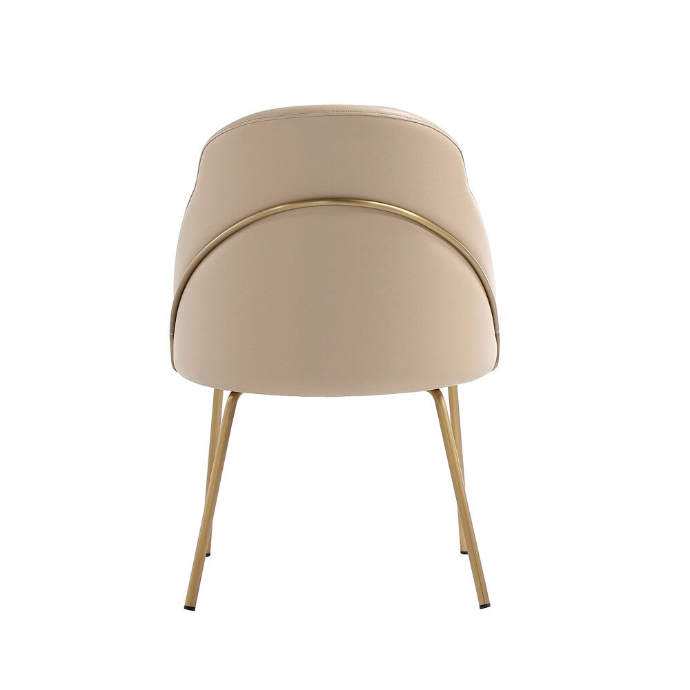 Manhattan Comfort - Gracie Leatherette Dining Chair with Steel Legs in Tan and Gold - DC100-GTN veiw 4