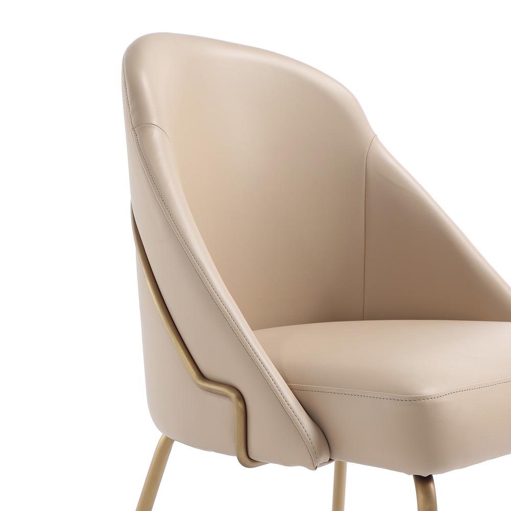 Manhattan Comfort - Gracie Leatherette Dining Chair with Steel Legs in Tan and Gold - DC100-GTN veiw 7