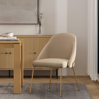 Manhattan Comfort - Gracie Leatherette Dining Chair with Steel Legs in Tan and Gold - DC100-GTN veiw 8