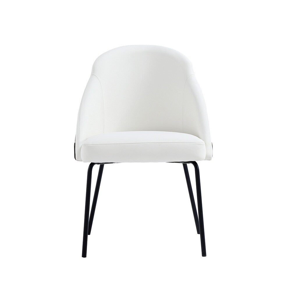 Manhattan Comfort - Gracie Leatherette Dining Chair with Steel Legs in White and Black - DC100-BWH veiw 1