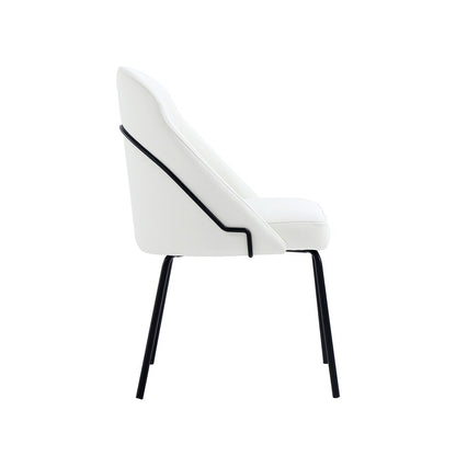 Manhattan Comfort - Gracie Leatherette Dining Chair with Steel Legs in White and Black - DC100-BWH veiw 3