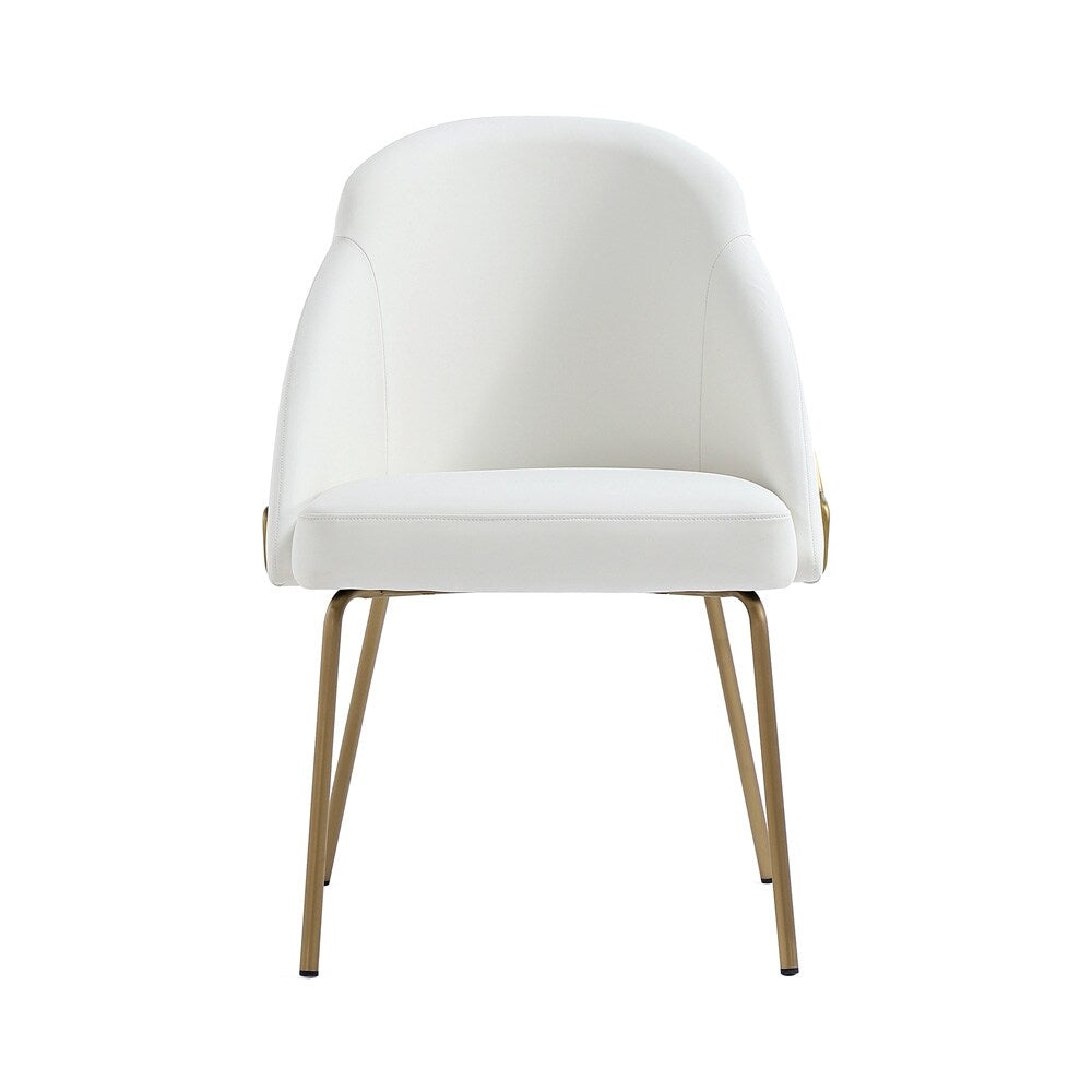 Manhattan Comfort - Gracie Leatherette Dining Chair with Steel Legs in White and Gold - DC100-GWH veiw 1