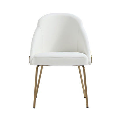 Manhattan Comfort - Gracie Leatherette Dining Chair with Steel Legs in White and Gold - DC100-GWH veiw 1