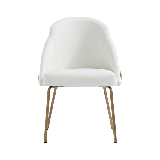 Manhattan Comfort - Gracie Leatherette Dining Chair with Steel Legs in White and Gold - DC100-GWH veiw 1