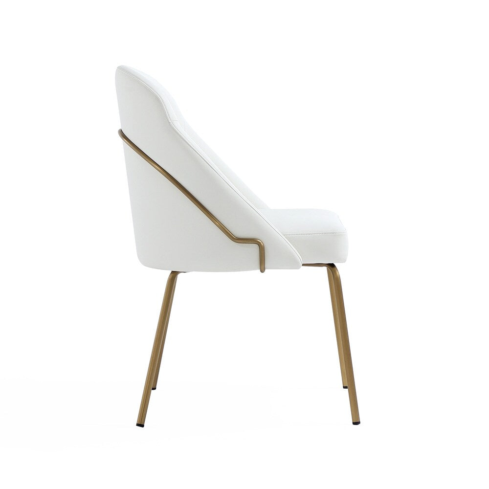 Manhattan Comfort - Gracie Leatherette Dining Chair with Steel Legs in White and Gold - DC100-GWH veiw 3