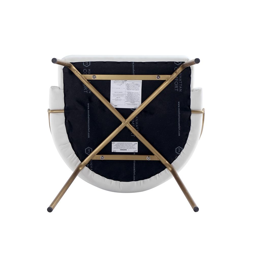 Manhattan Comfort - Gracie Leatherette Dining Chair with Steel Legs in White and Gold - DC100-GWH veiw 6
