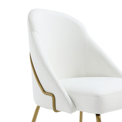 Manhattan Comfort - Gracie Leatherette Dining Chair with Steel Legs in White and Gold - DC100-GWH veiw 7