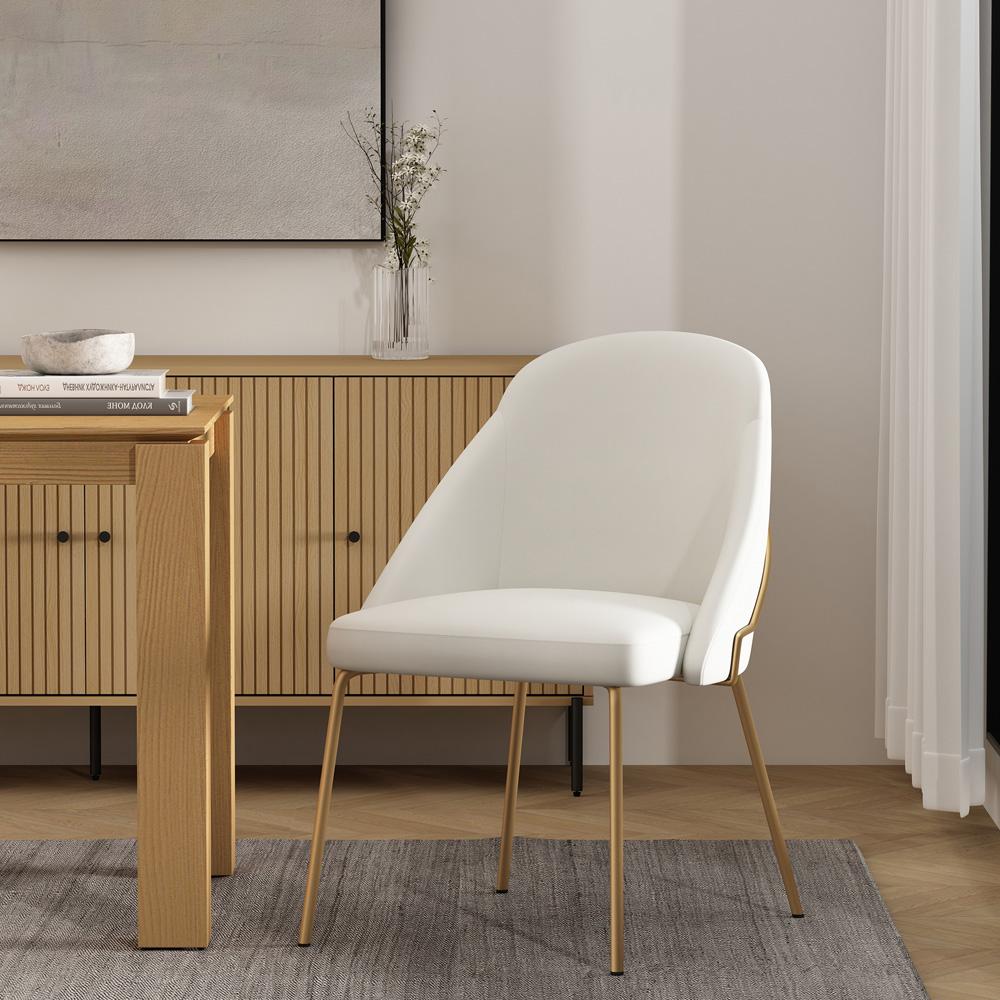 Manhattan Comfort - Gracie Leatherette Dining Chair with Steel Legs in White and Gold - DC100-GWH veiw 8