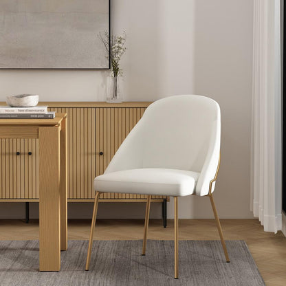 Manhattan Comfort - Gracie Leatherette Dining Chair with Steel Legs in White and Gold - DC100-GWH veiw 8