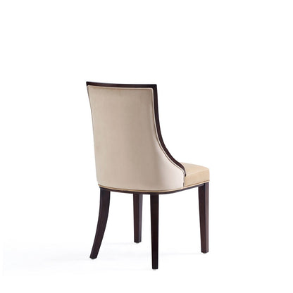 Manhattan Comfort - Grand Faux Leather and Velvet Dining Chair with Beech Wood Legs in Tan - Set of 4 - 2-DC048-TN veiw 4