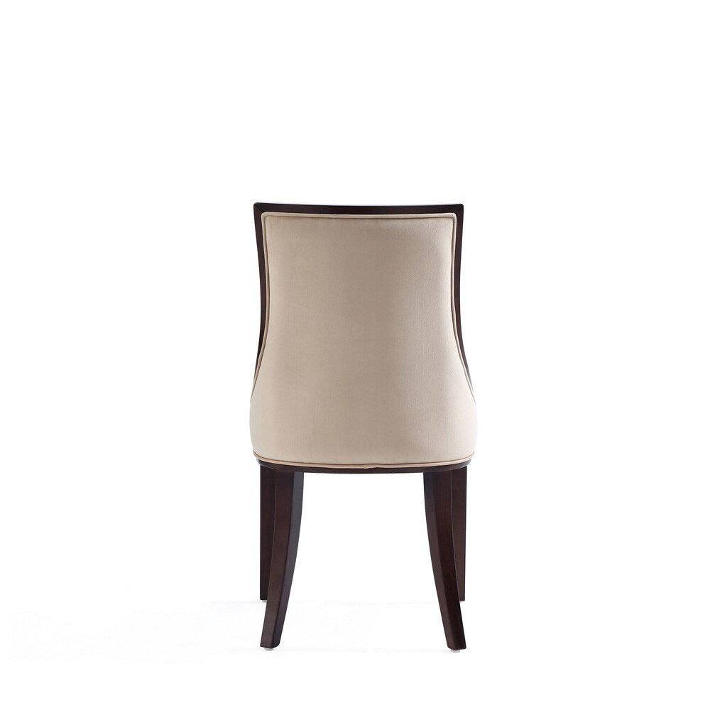 Manhattan Comfort - Grand Faux Leather and Velvet Dining Chair with Beech Wood Legs in Tan - Set of 4 - 2-DC048-TN veiw 6
