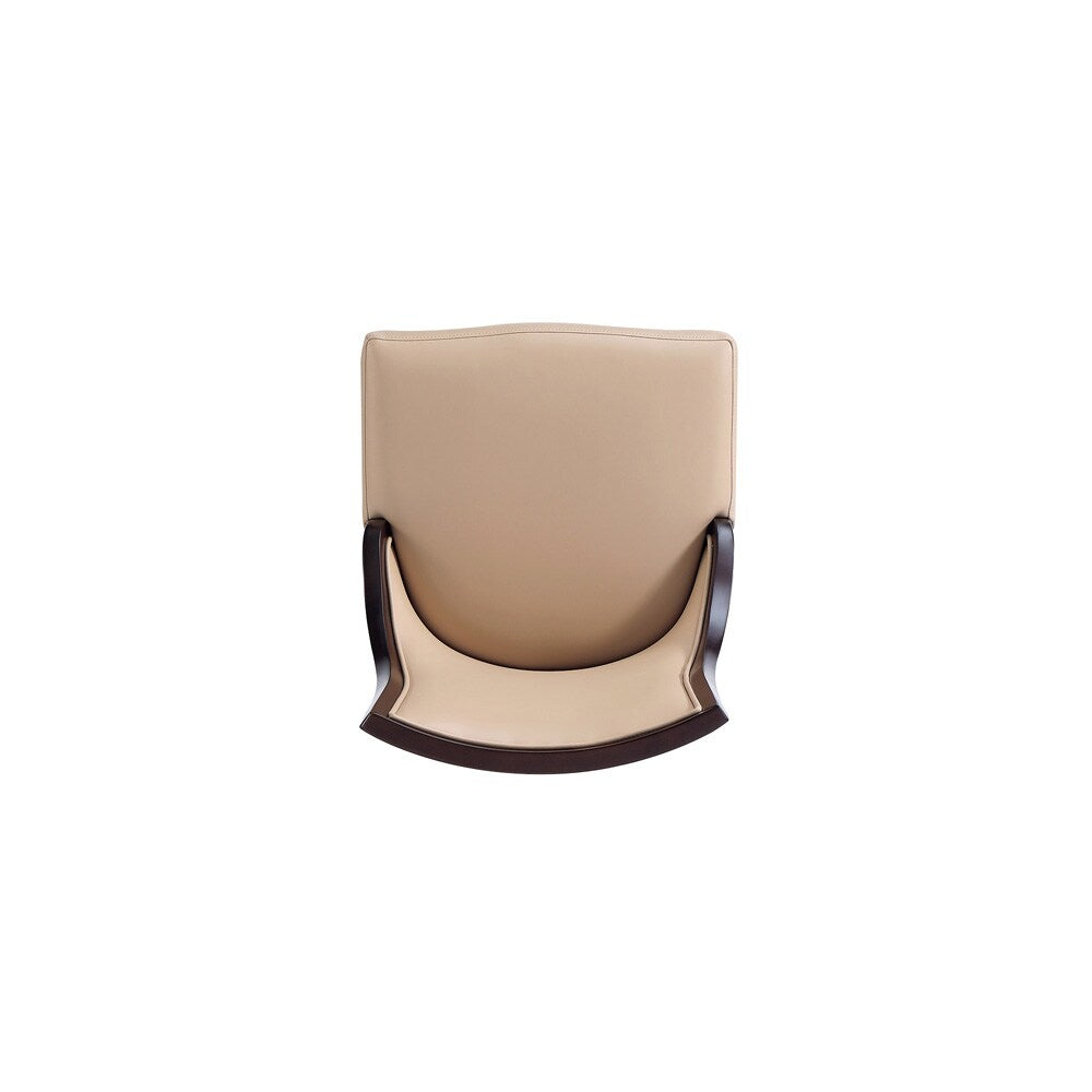 Manhattan Comfort - Grand Faux Leather and Velvet Dining Chair with Beech Wood Legs in Tan - Set of 4 - 2-DC048-TN veiw 7