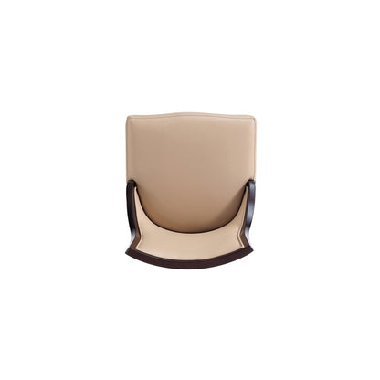 Manhattan Comfort - Grand Faux Leather and Velvet Dining Chair with Beech Wood Legs in Tan - Set of 4 - 2-DC048-TN veiw 7