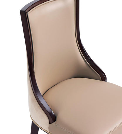Manhattan Comfort - Grand Faux Leather and Velvet Dining Chair with Beech Wood Legs in Tan - Set of 4 - 2-DC048-TN veiw 9