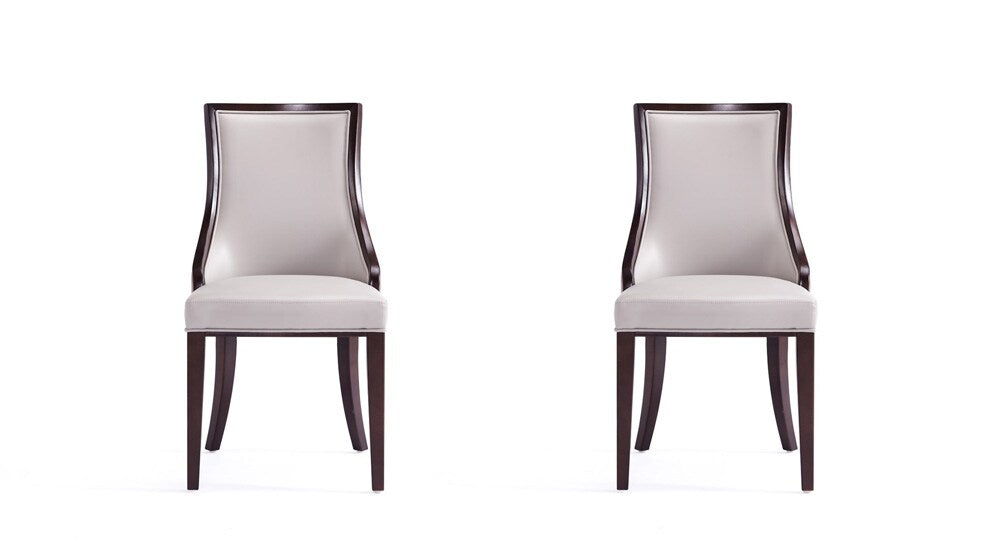Manhattan Comfort - Grand Faux Leather Dining Chairs with Beech Wood Legs in Light Grey - Set of 2 - DC048-LG veiw 1