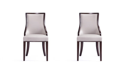 Manhattan Comfort - Grand Faux Leather Dining Chairs with Beech Wood Legs in Light Grey - Set of 2 - DC048-LG veiw 1