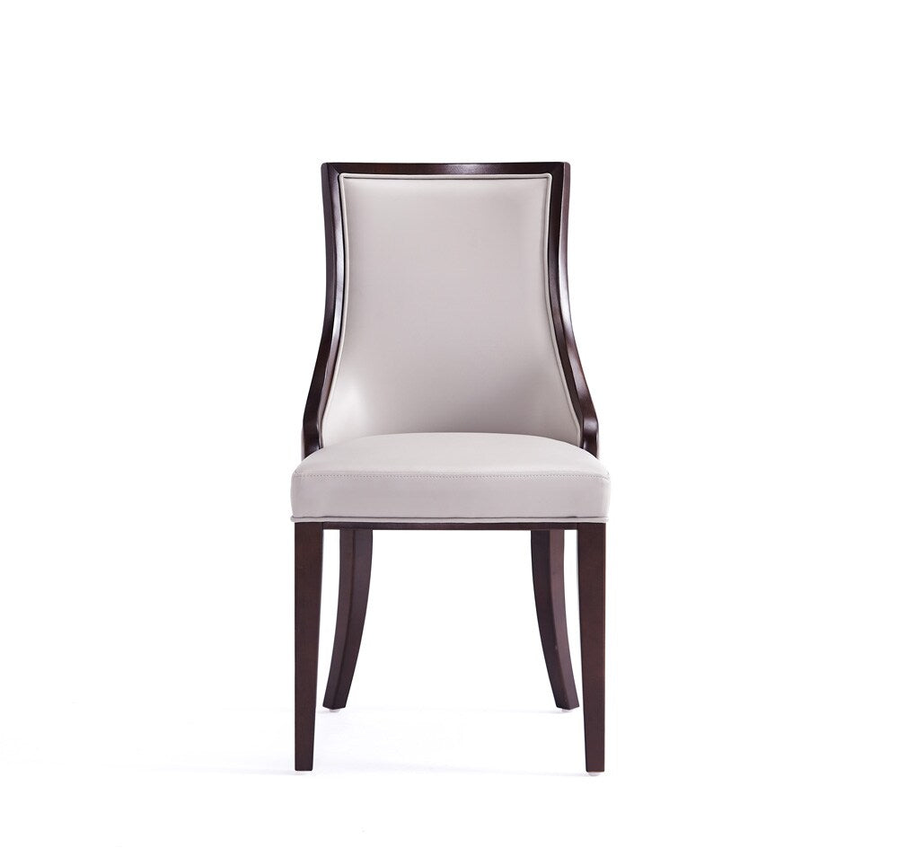 Manhattan Comfort - Grand Faux Leather Dining Chairs with Beech Wood Legs in Light Grey - Set of 2 - DC048-LG veiw 2