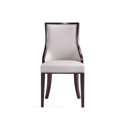 Manhattan Comfort - Grand Faux Leather Dining Chairs with Beech Wood Legs in Light Grey - Set of 2 - DC048-LG veiw 2