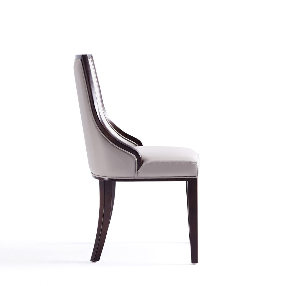 Manhattan Comfort - Grand Faux Leather Dining Chairs with Beech Wood Legs in Light Grey - Set of 2 - DC048-LG veiw 6