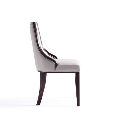 Manhattan Comfort - Grand Faux Leather Dining Chairs with Beech Wood Legs in Light Grey - Set of 2 - DC048-LG veiw 6