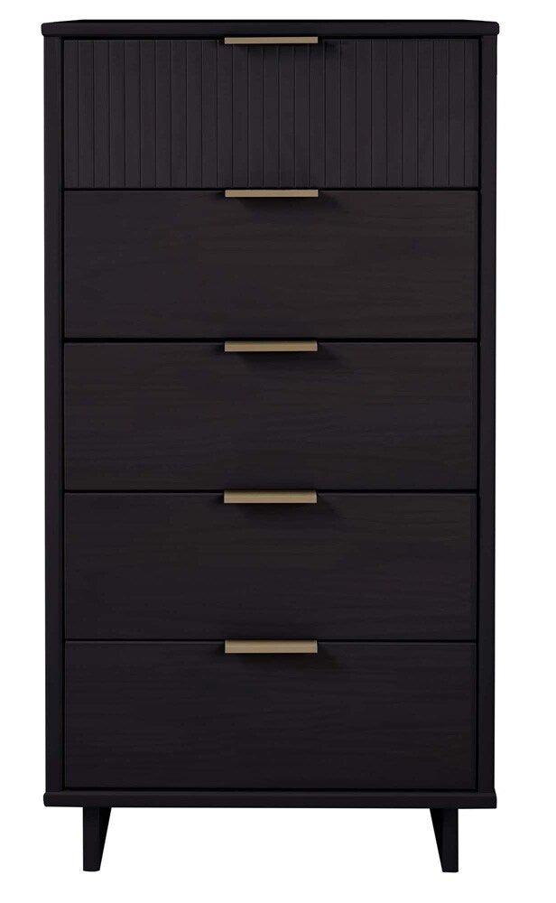 Manhattan Comfort - Granville Tall Narrow Dresser with 5 Drawers in Black - DR-5002 veiw 1