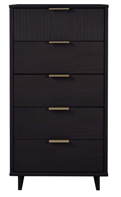 Manhattan Comfort - Granville Tall Narrow Dresser with 5 Drawers in Black - DR-5002 veiw 1