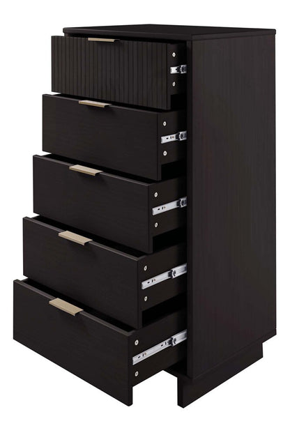 Manhattan Comfort - Granville Tall Narrow Dresser with 5 Drawers in Black - DR-5002 veiw 6