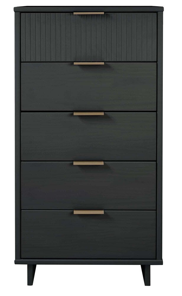 Manhattan Comfort - Granville Tall Narrow Dresser with 5 Drawers in Dark Grey - DR-5005 veiw 1
