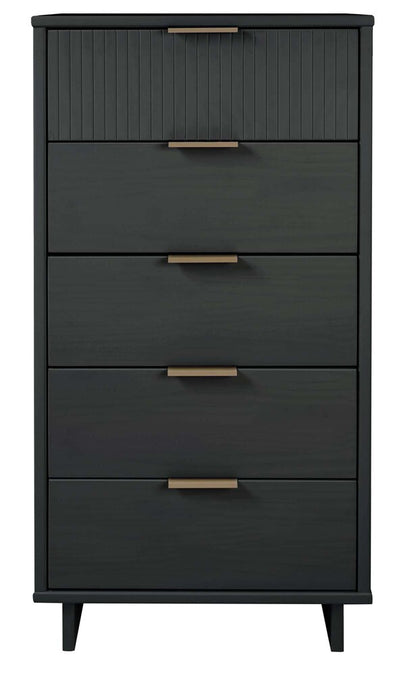 Manhattan Comfort - Granville Tall Narrow Dresser with 5 Drawers in Dark Grey - DR-5005 veiw 1