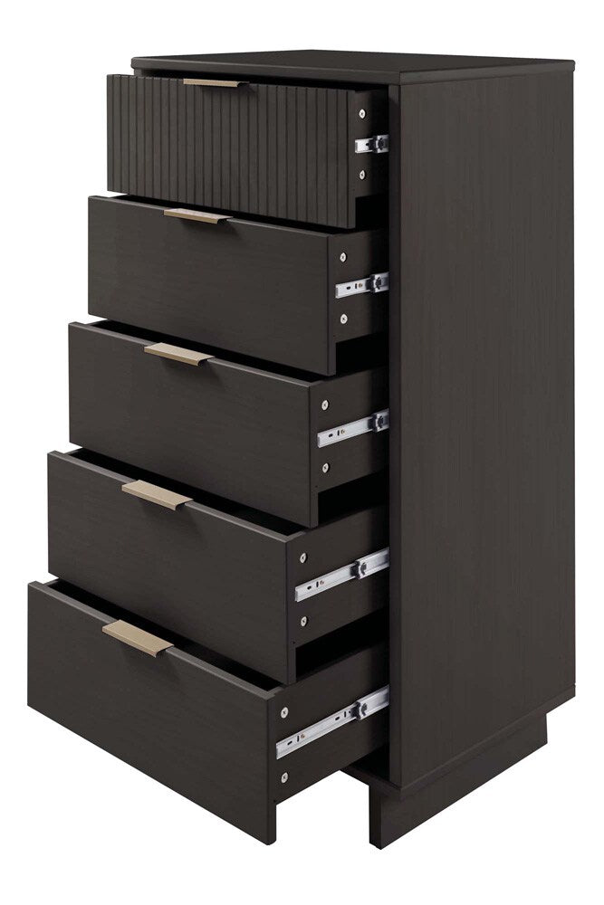 Manhattan Comfort - Granville Tall Narrow Dresser with 5 Drawers in Dark Grey - DR-5005 veiw 6