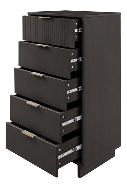 Manhattan Comfort - Granville Tall Narrow Dresser with 5 Drawers in Dark Grey - DR-5005 veiw 6