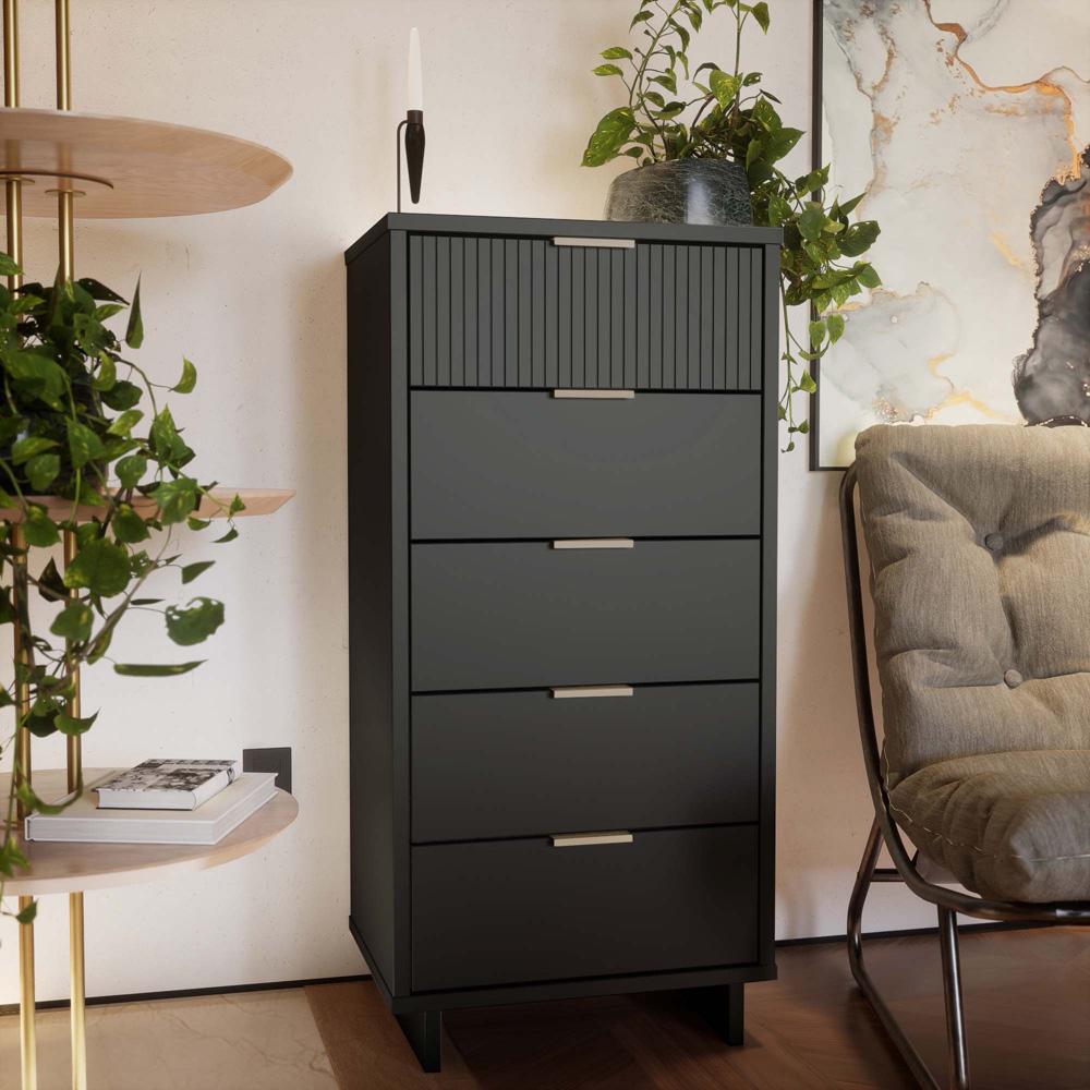 Manhattan Comfort - Granville Tall Narrow Dresser with 5 Drawers in Dark Grey - DR-5005 veiw 10