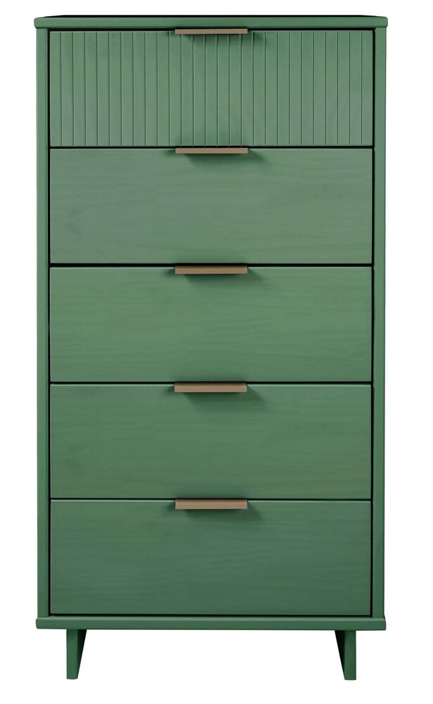 Manhattan Comfort - Granville Tall Narrow Dresser with 5 Drawers in Sage Green - DR-5003 veiw 1