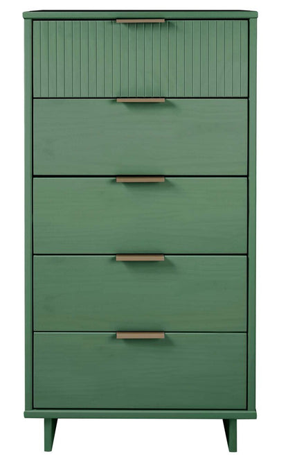 Manhattan Comfort - Granville Tall Narrow Dresser with 5 Drawers in Sage Green - DR-5003 veiw 1