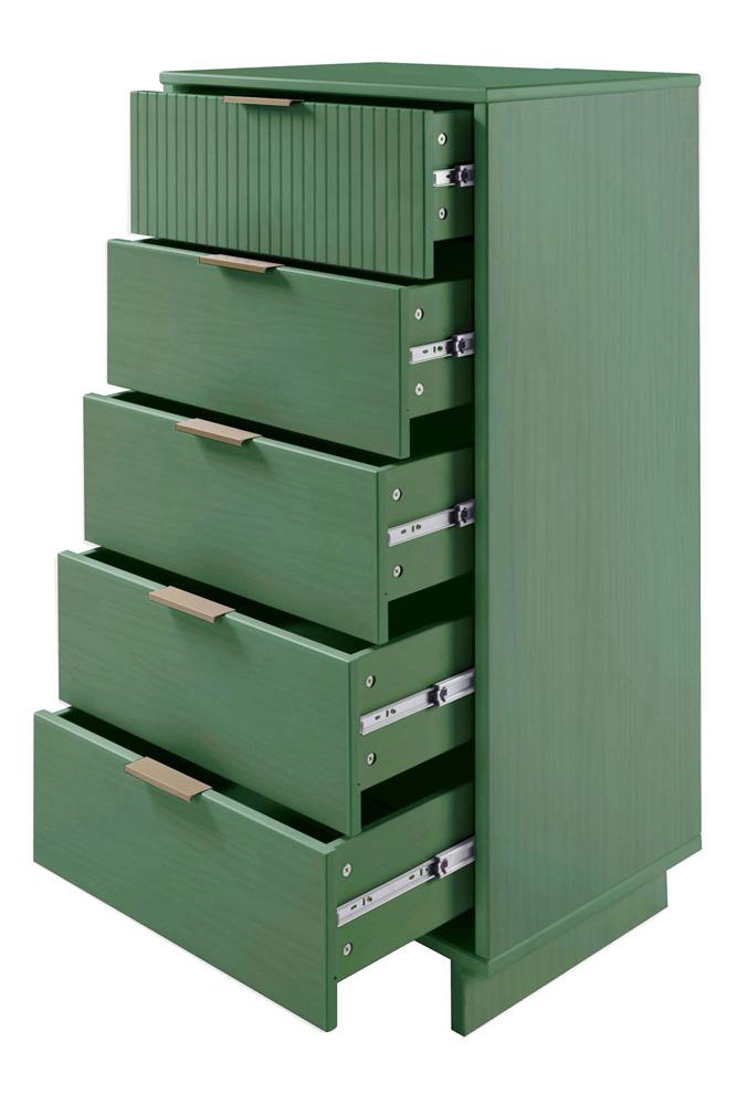 Manhattan Comfort - Granville Tall Narrow Dresser with 5 Drawers in Sage Green - DR-5003 veiw 6