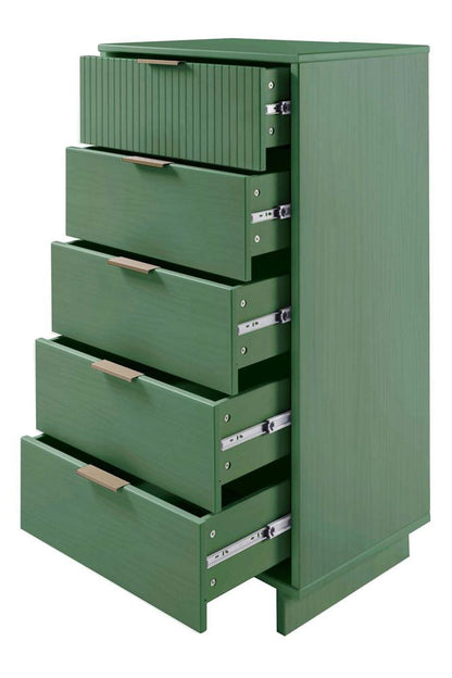 Manhattan Comfort - Granville Tall Narrow Dresser with 5 Drawers in Sage Green - DR-5003 veiw 6