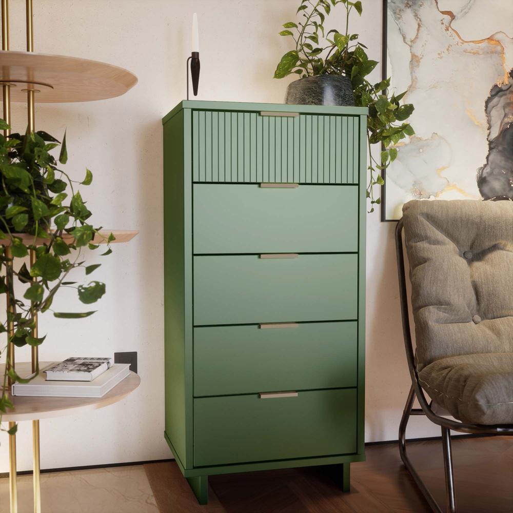 Manhattan Comfort - Granville Tall Narrow Dresser with 5 Drawers in Sage Green - DR-5003 veiw 10