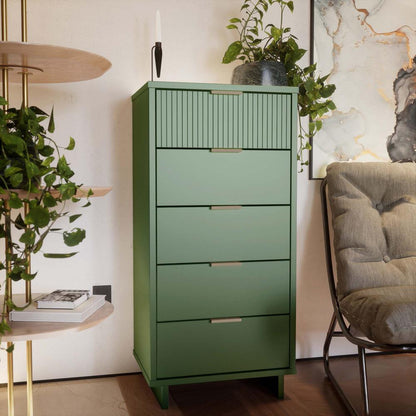 Manhattan Comfort - Granville Tall Narrow Dresser with 5 Drawers in Sage Green - DR-5003 veiw 10