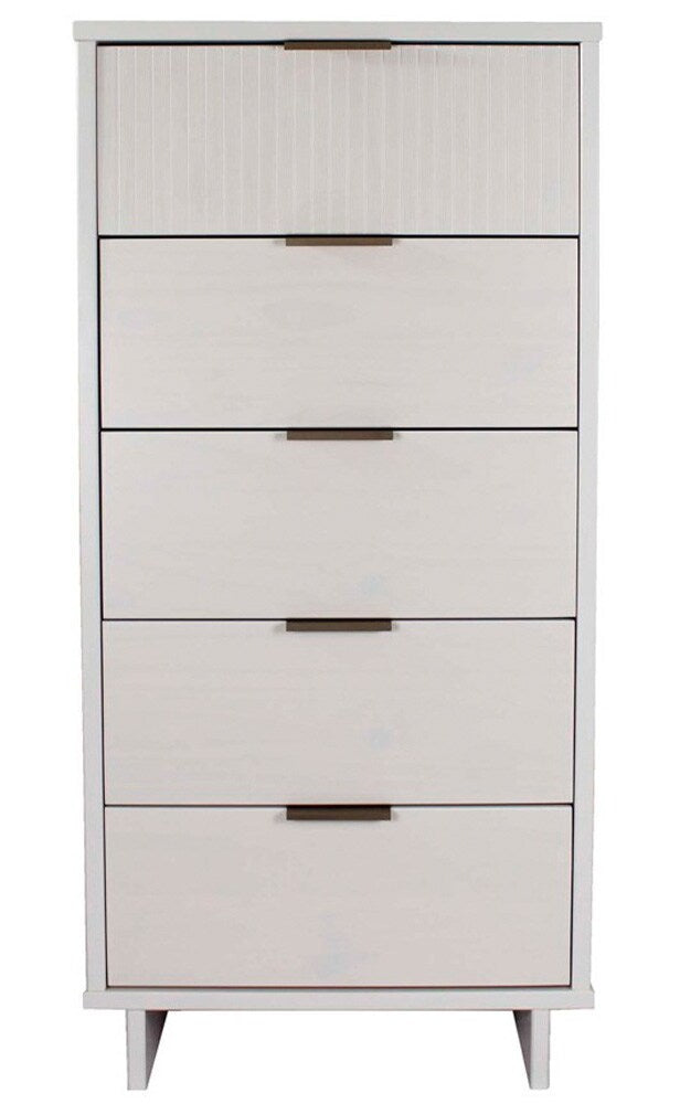 Manhattan Comfort - Granville Tall Narrow Dresser with 5 Drawers in White - DR-5001 veiw 1