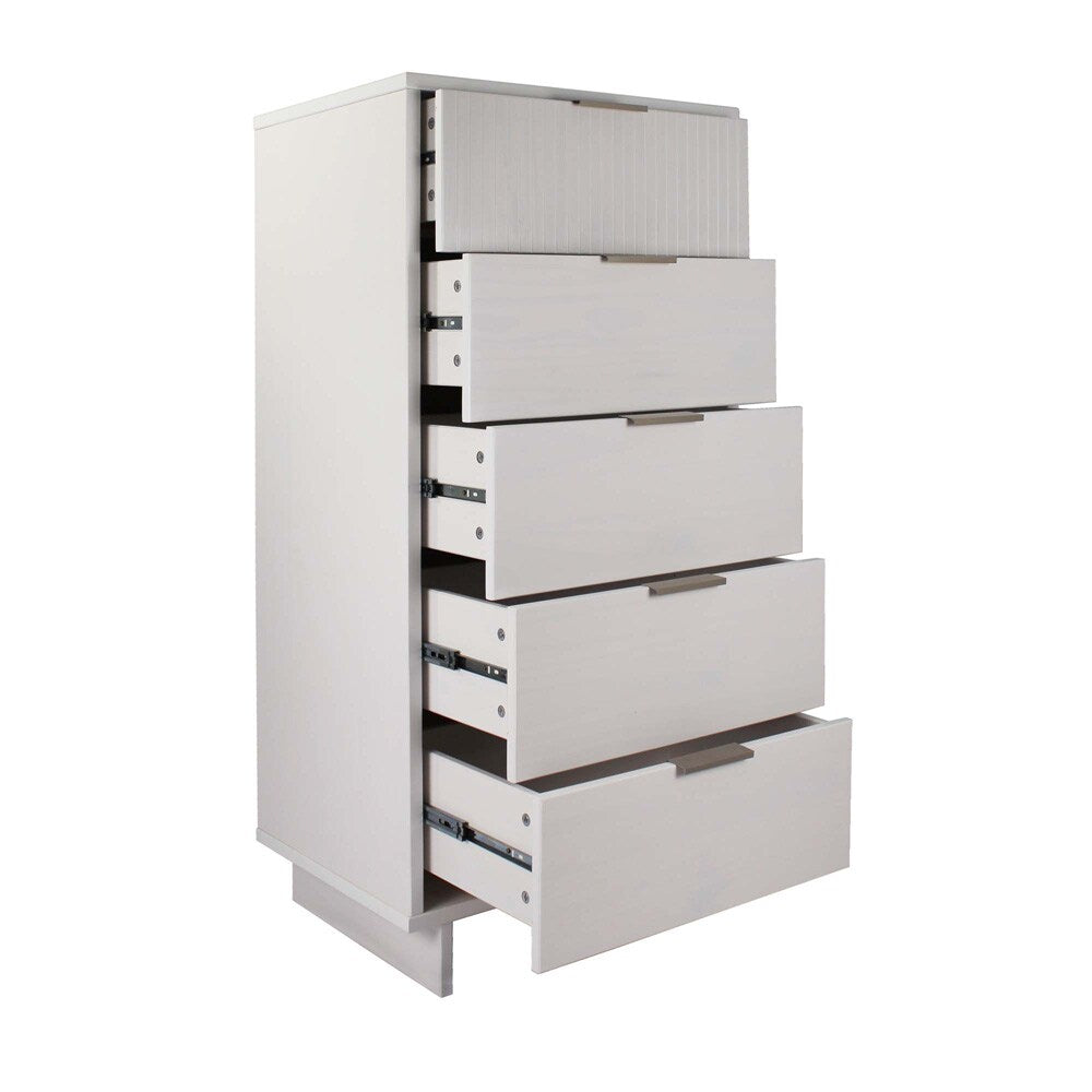 Manhattan Comfort - Granville Tall Narrow Dresser with 5 Drawers in White - DR-5001 veiw 6