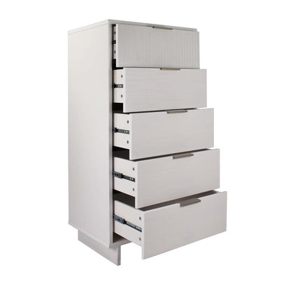 Manhattan Comfort - Granville Tall Narrow Dresser with 5 Drawers in White - DR-5001 veiw 6