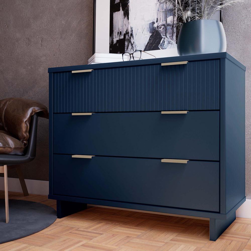 Manhattan Comfort - Granville Dresser with 3 Drawers in Midnight Blue - DR-5014 veiw 10