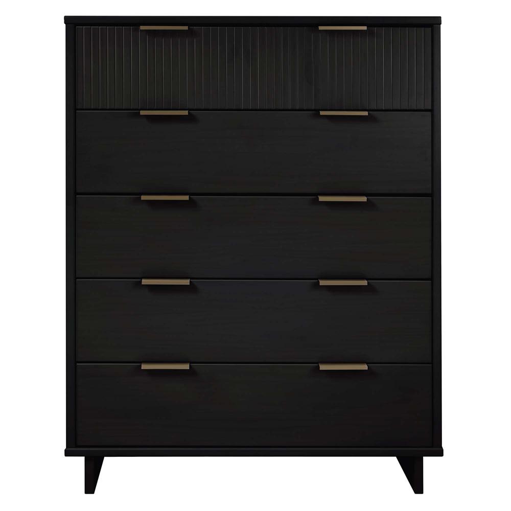 Manhattan Comfort - Granville Tall Dresser with 5 Drawers in Black - DR-5022 veiw 1