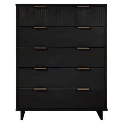 Manhattan Comfort - Granville Tall Dresser with 5 Drawers in Black - DR-5022 veiw 1
